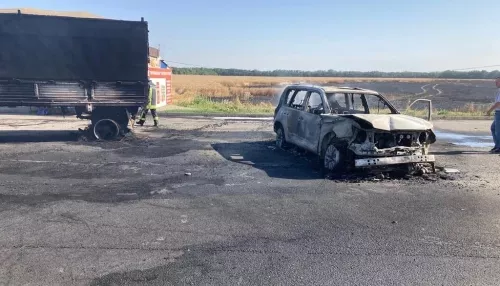 Жители Алтая попали в ДТП в Ставрополье - сгорели их Lexus, КамАЗ и 15 га поля