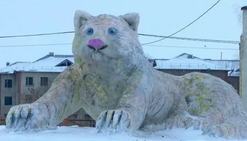 Житель алтайского села сделал огромных снежных тигров