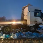 Грузовик опрокинулся и перекрыл часть трассы Барнаул – Новосибирск