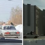 Голый мужчина в мороз прокатился на капоте Волги по Новосибирску