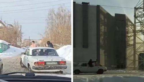 Голый мужчина в мороз прокатился на капоте Волги по Новосибирску