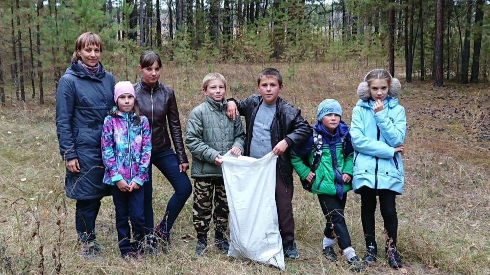 Алтайские школьники собирали мусор в лесу и наткнулись на незаконную рубку деревьев