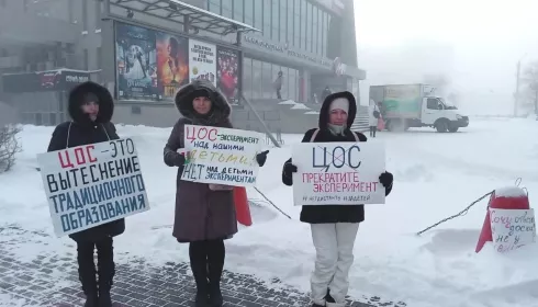 В Барнауле прошёл пикет против дистанта в -35 градусов мороза