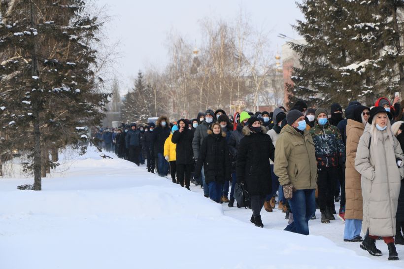 Митинг в поддержку Навального в Барнауле Фото:Олег Укладов