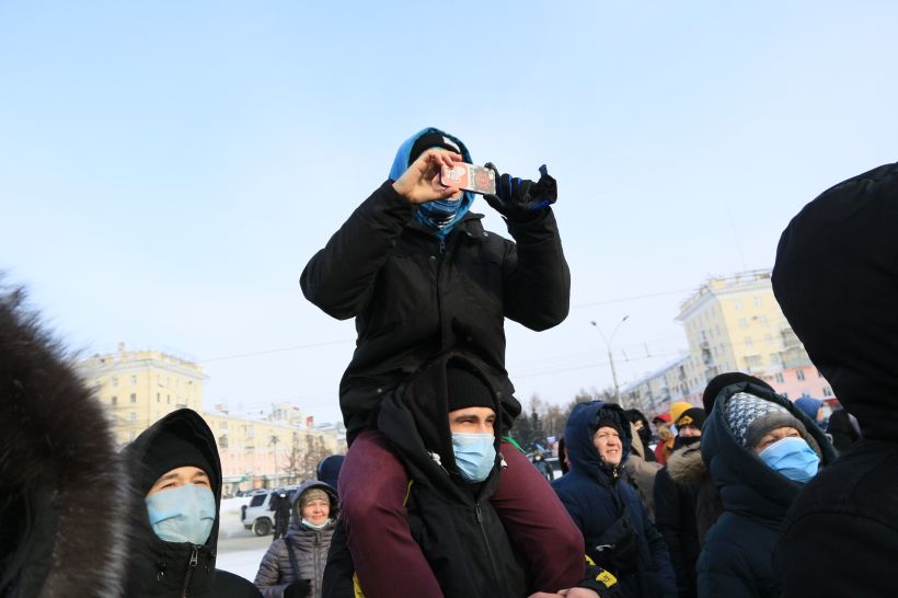 Митинг в поддержку Навального в Барнауле Фото:Олег Укладов