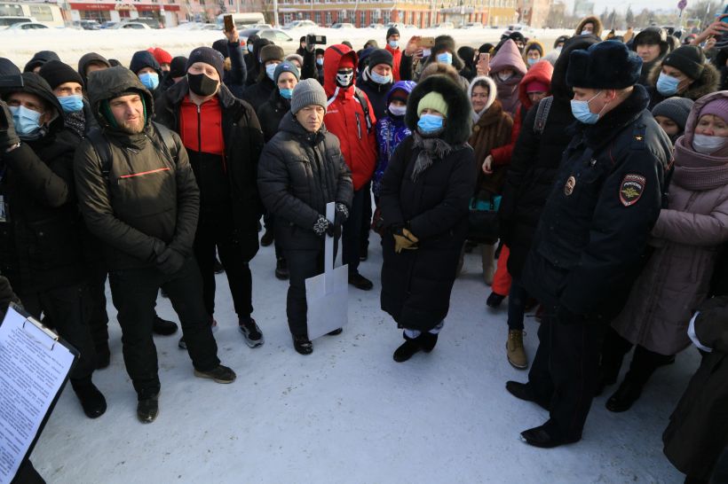 Митинг в поддержку Навального в Барнауле Фото:Олег Укладов