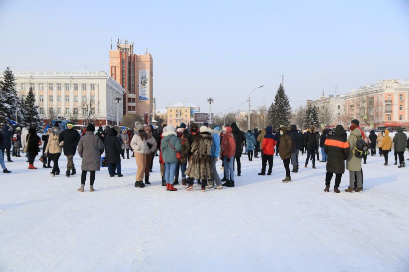 Митинг в поддержку Навального в Барнауле Фото:Олег Укладов