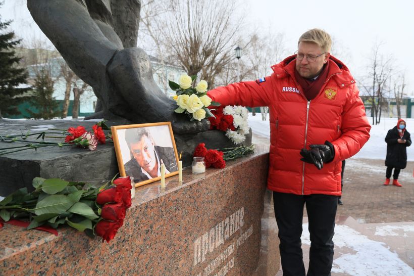 Николай Рыбаков. Акция памяти Бориса Немцова в Барнауле 28.02.2021 Фото:Олег Укладов
