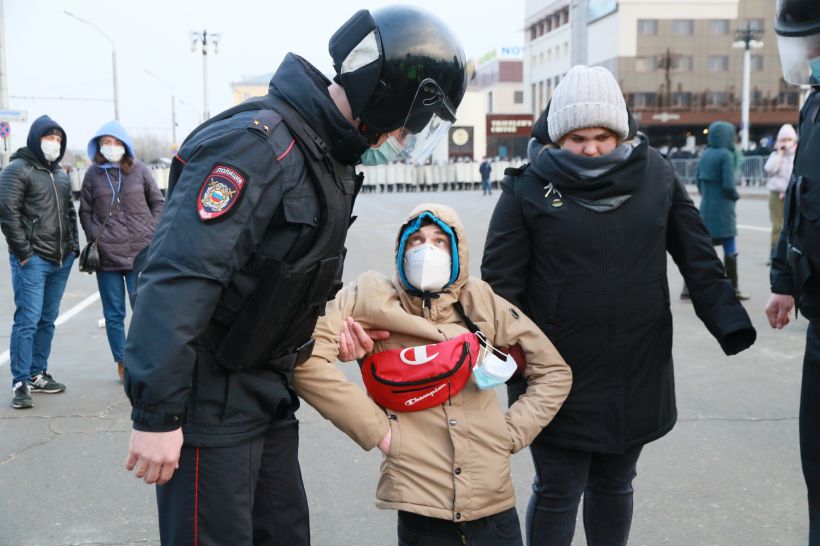Митинг за Навального в Барнауле, 21.04.2021 Фото:Олег Укладов