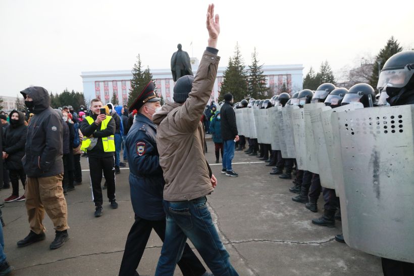Митинг за Навального в Барнауле, 21.04.2021 Фото:Олег Укладов