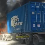 В Барнауле 7 апреля на шоссе Ленточный Бор сгорела фура