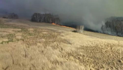 Лесной пожар бушует рядом с селом в Ключевском районе