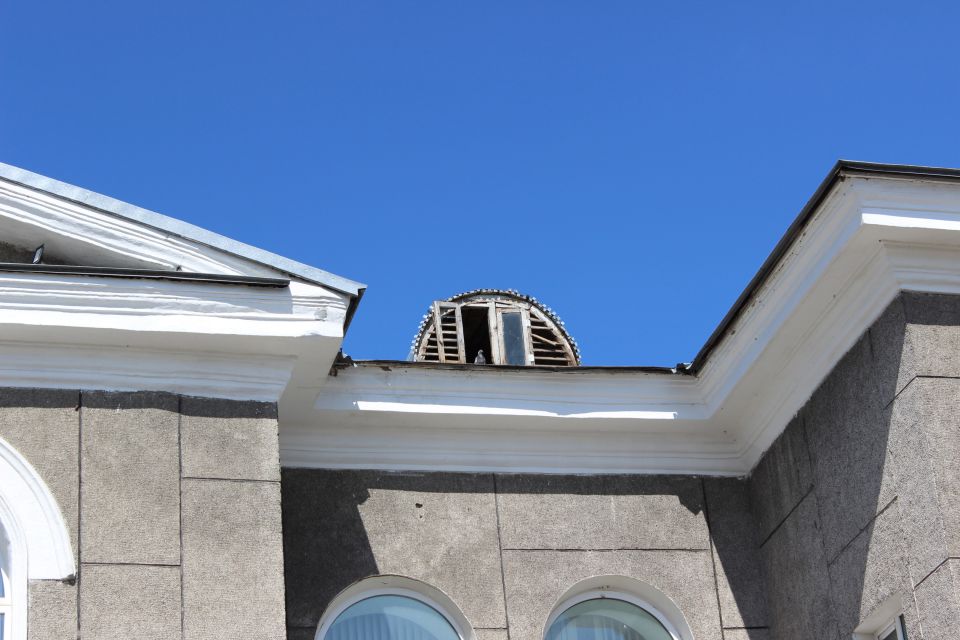 Голубь на крыше администрации города
