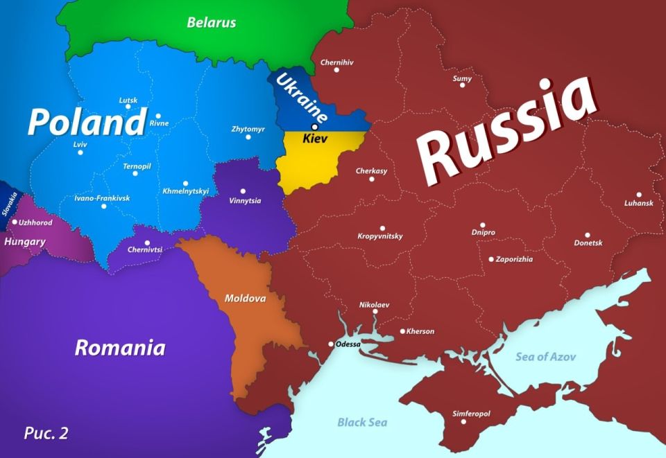 Карта Украины из tg-канала Дмитрия Медведева
