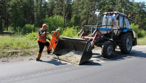 В барнаульском парке Лесная сказка асфальтируют тротуар