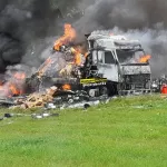 Грузовик с продуктами сгорел дотла около Белокурихи