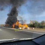 На трассе Барнаул – Новосибирск загорелся грузовик