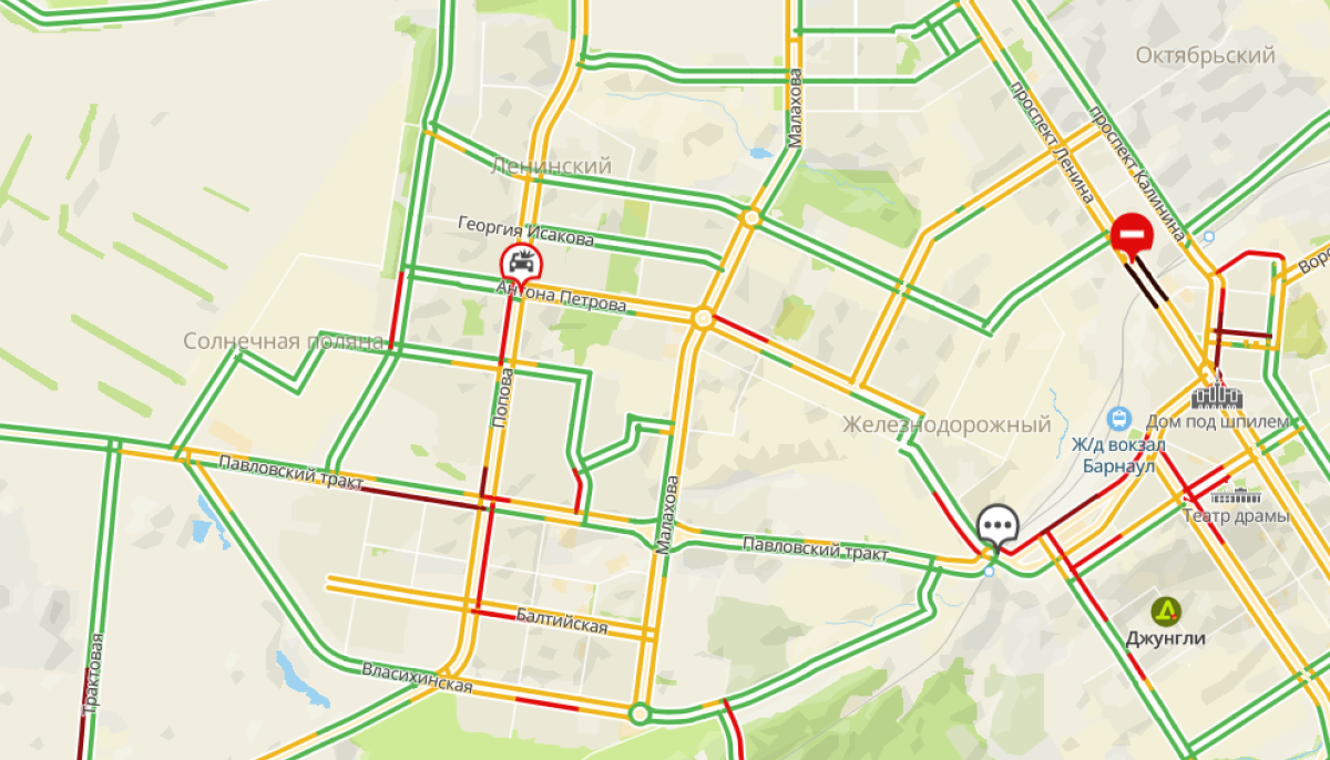 Пробки барнаул онлайн сейчас карта