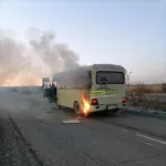 В Алтайском крае на трассе загорелся рейсовый автобус