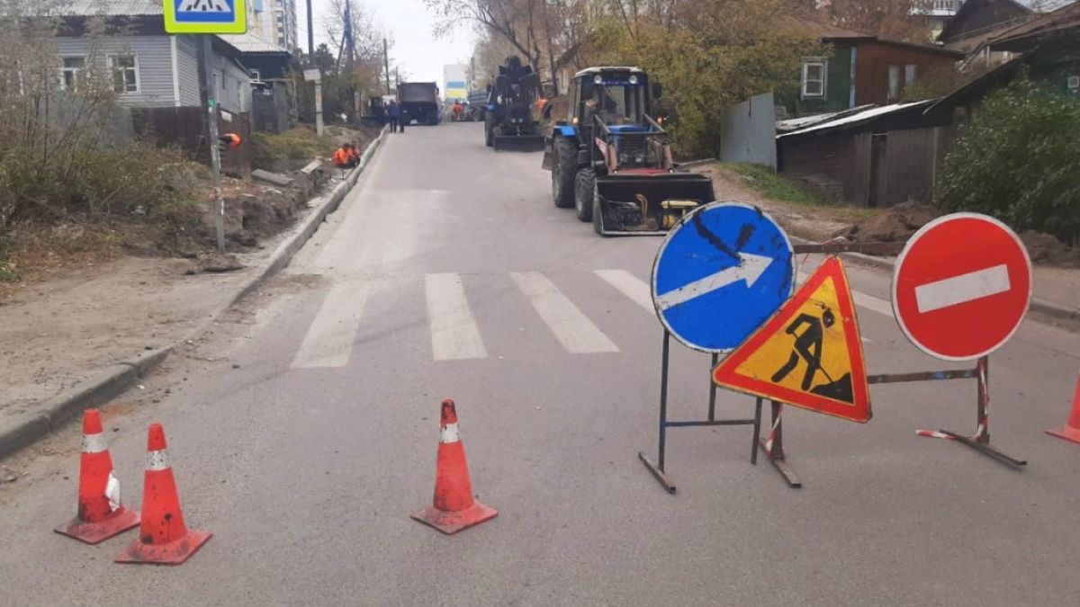 Строительство тротуара на Ядринцева