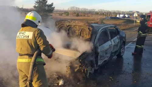 В Алтайском крае на трассе под Заринском сгорел Renault Megane