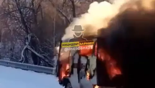 В Алтайском крае на дороге дотла сгорел автомобиль скорой помощи