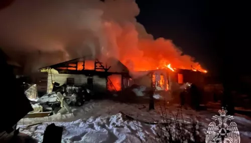 В барнаульском поселке Лесном крупный пожар уничтожил дом