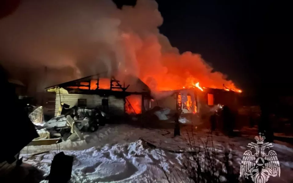 В барнаульском поселке Лесном крупный пожар уничтожил дом