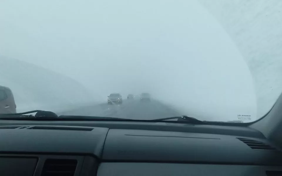 На бийской трассе из-за тумана несколько машин слетело с дороги