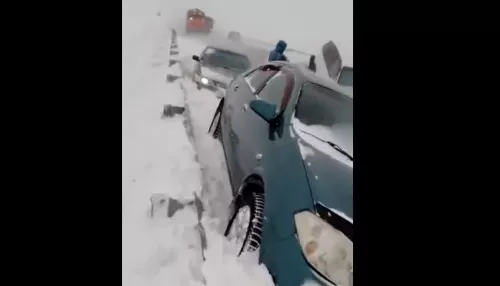 Появилось видео массового ДТП на трассе Павловск – Барнаул в метель