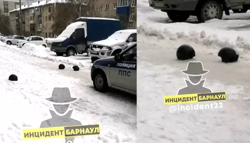 Барнаульцы увидели, как полиция проводит задержание и накрывает предметы касками
