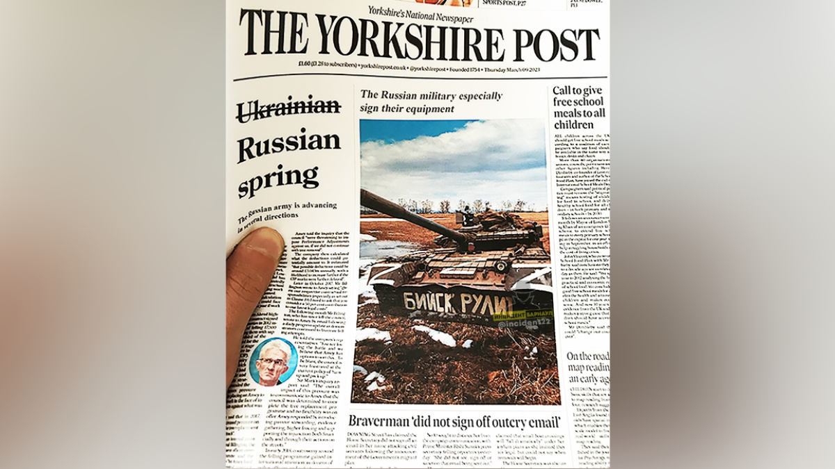 Британская газета с фотографией "бийского" танка