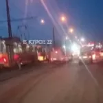 В Барнауле утром на улице Малахова загорелся трамвай