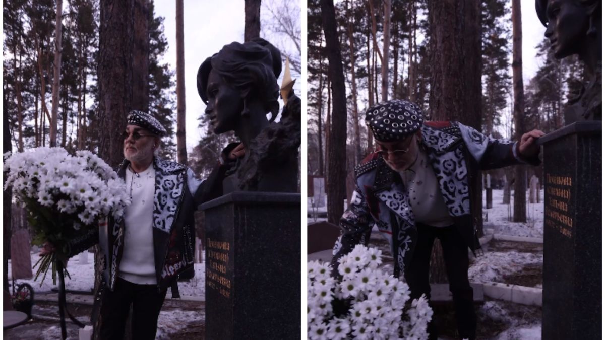Кадры из видео с посещения могилы Татьяны Снежиной