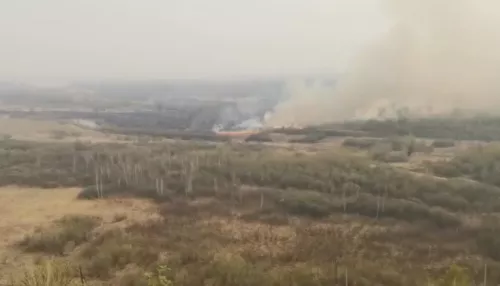 Уже сутки горит: очевидцы сообщили о пожаре в пригороде Барнаула