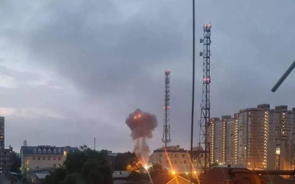 Момент взрыва беспилотника в Краснодаре попал на видео