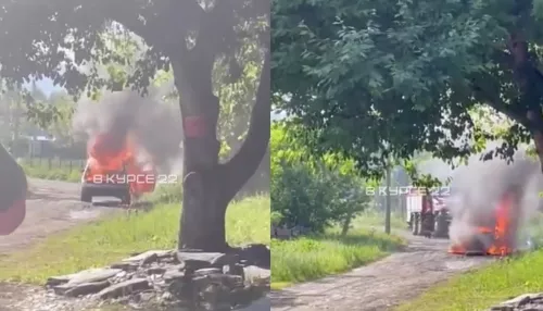 В популярном у туристов алтайском селе сгорел BMW X5
