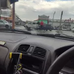 В Барнауле легковушка снесла столб на пешеходном переходе