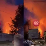 Большой столб дыма поднялся над центром Барнаула из-за пожара