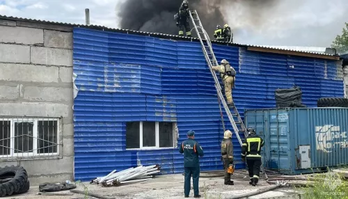 В МЧС рассказали о масштабном пожаре в гаражах в Барнауле