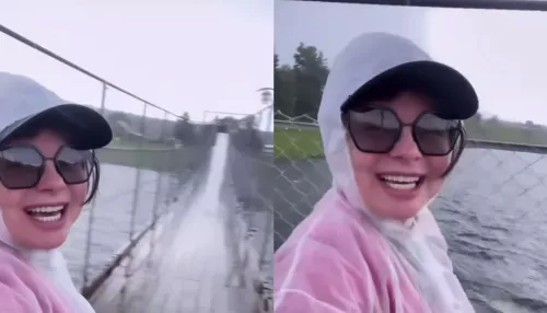 Наташа Королева приехала на Алтай и насладилась дождем на Телецком озере
