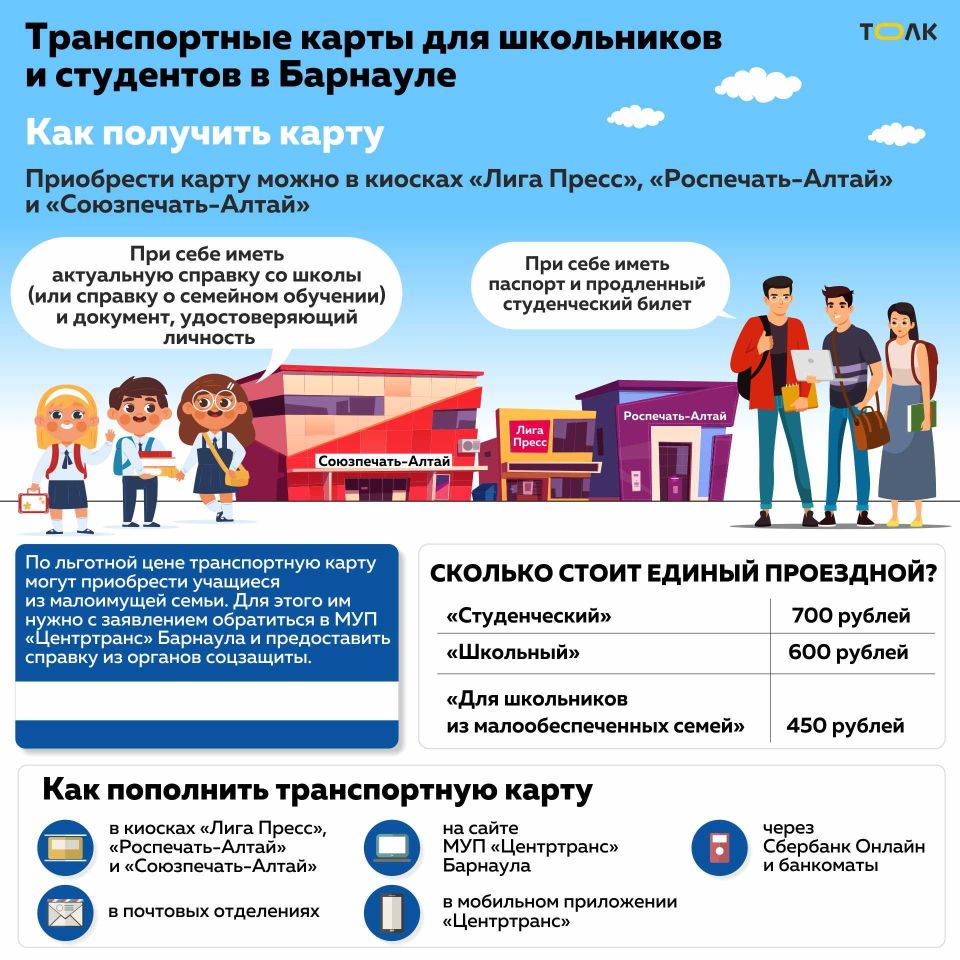 Проездные для школьников и студентов в Барнауле