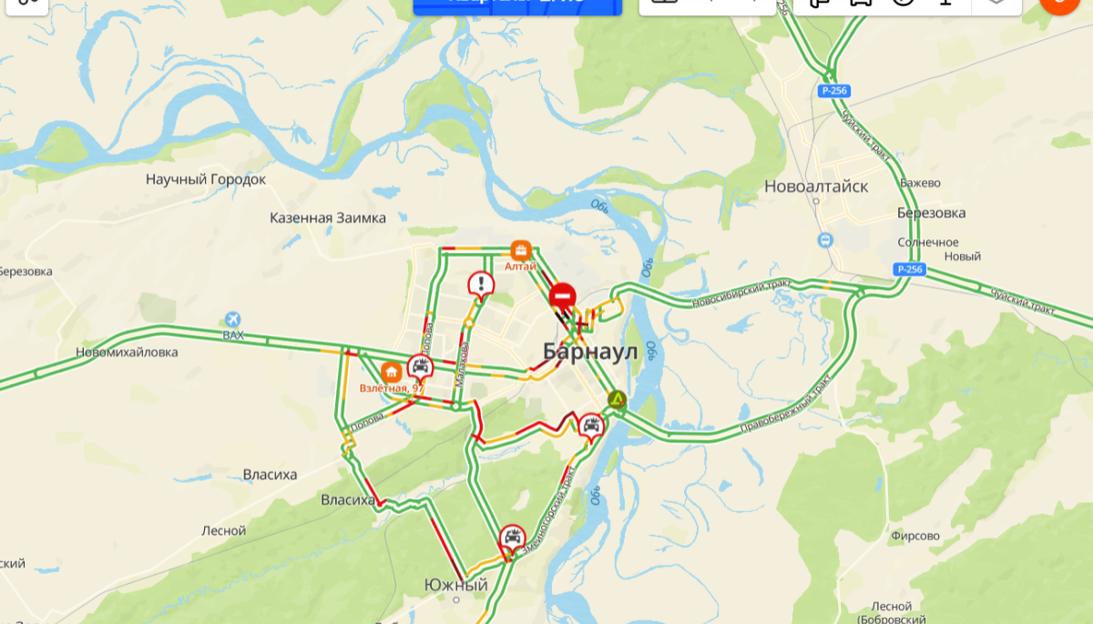 Карта барнаула пробки