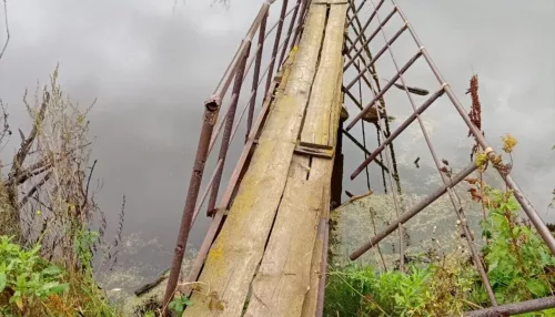 Алтайские школьники вынуждены ходить по жуткому разбитому мосту
