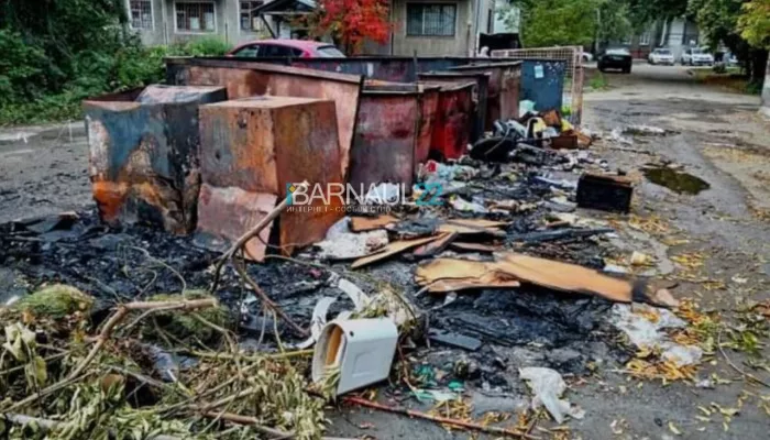 В Барнауле сгорела переполненная мусорка, на которую жаловались в Сети