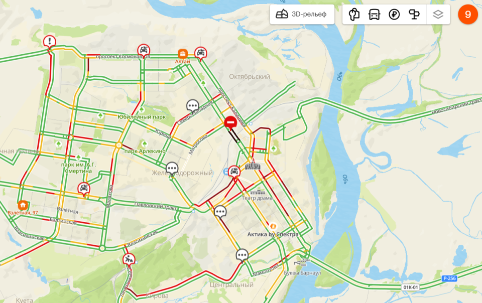 Карта барнаула пробки