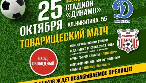 Футболисты Динамо и Полимер проведут товарищеский матч в Барнауле