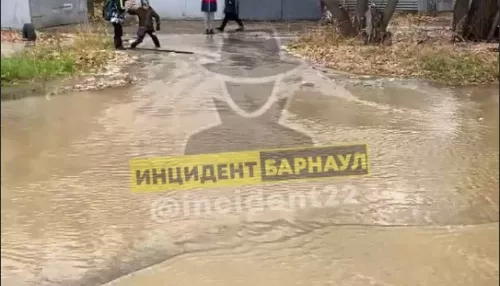 В Барнауле образовалась гигантская лужа во дворе на улице Георгия Исакова