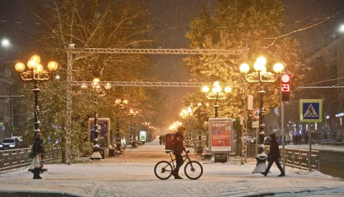 Город меняет цвета: как Барнаул укутало белым одеялом первого снега. Фото