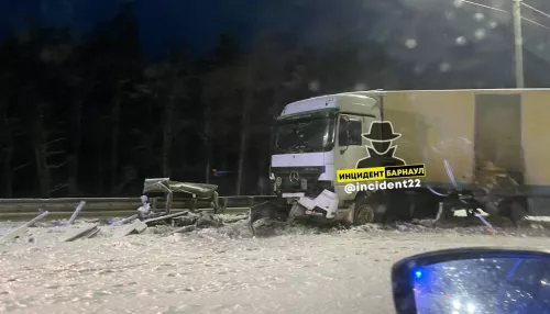 На трассе Барнаул — Новосибирск грузовики заворачивает и выбрасывает в кювет